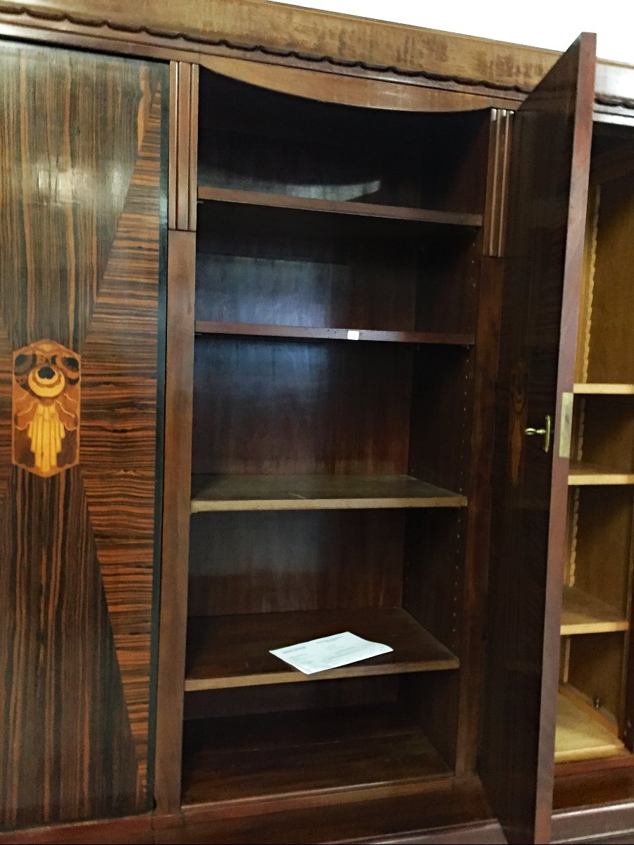 Large Art Deco Bookcase Made Of Precious Wood, Circa 1930 -photo-5