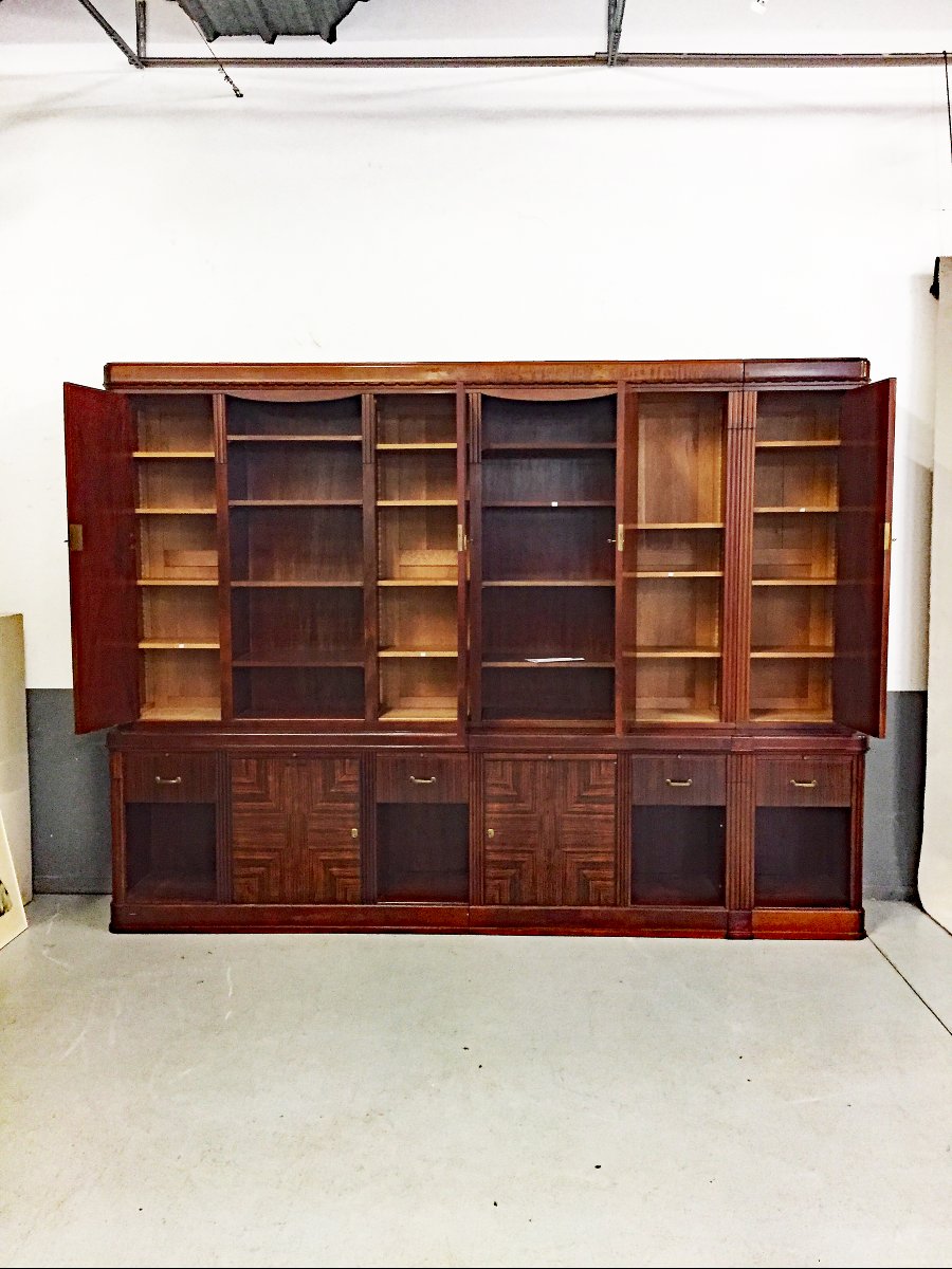 Large Art Deco Bookcase Made Of Precious Wood, Circa 1930 -photo-7