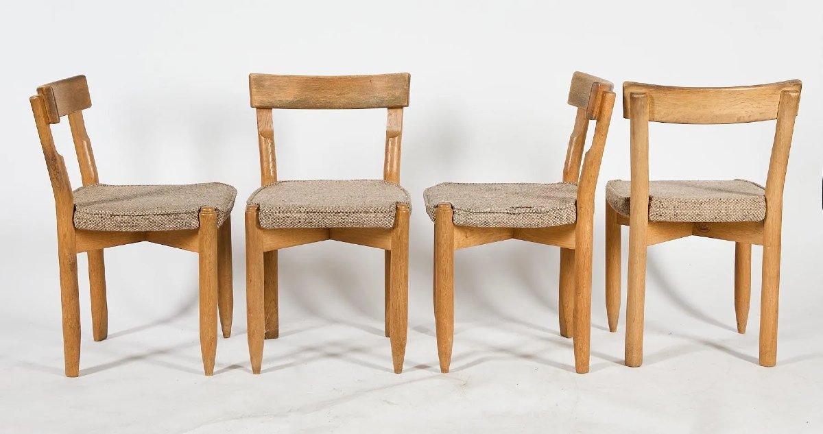 Guillerme And Chambron, Set Of 4 Chairs, Edition Votre Maison, Circa 1970-photo-4
