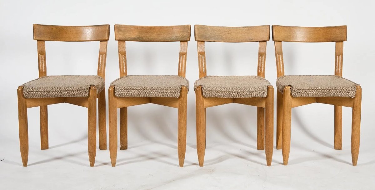 Guillerme And Chambron, Set Of 4 Chairs, Edition Votre Maison, Circa 1970