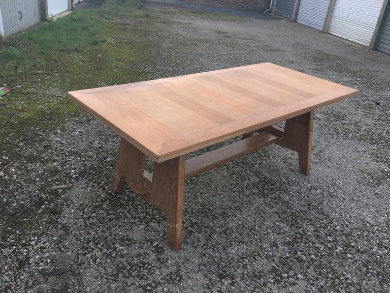 Large Art Deco Oak Table, Circa 1940. Dimensions With 2 Extensions: 75 X 320 X 90 Cm. -photo-2