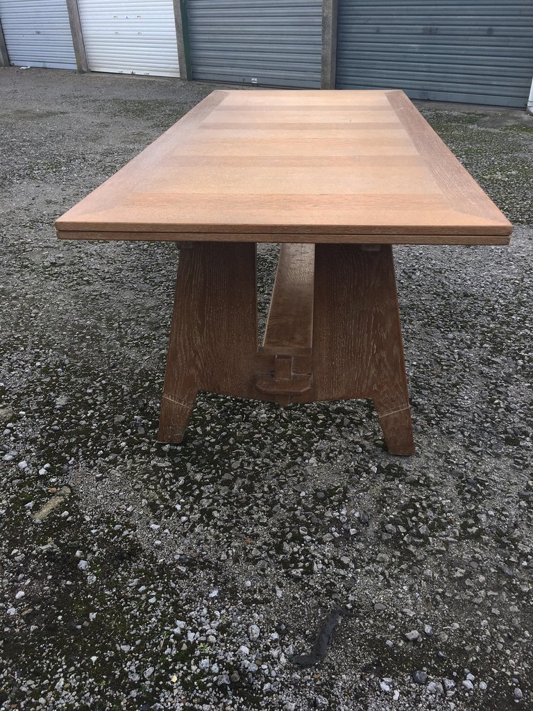 Large Art Deco Oak Table, Circa 1940. Dimensions With 2 Extensions: 75 X 320 X 90 Cm. -photo-3