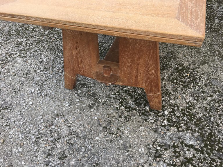 Large Art Deco Oak Table, Circa 1940. Dimensions With 2 Extensions: 75 X 320 X 90 Cm. -photo-4