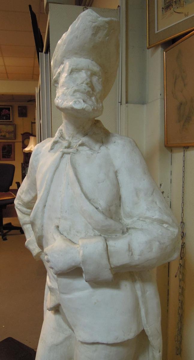 Importante Sculpture En Plâtre (200cm) Représentant Un Hidalgo, Signée Coste Et Datée 1964 -photo-2