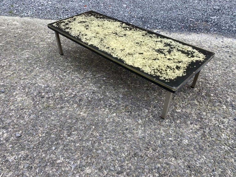 Coffee Table, Resin Top, Circa 1970, Giraudon Style, By De Fouquières-photo-4