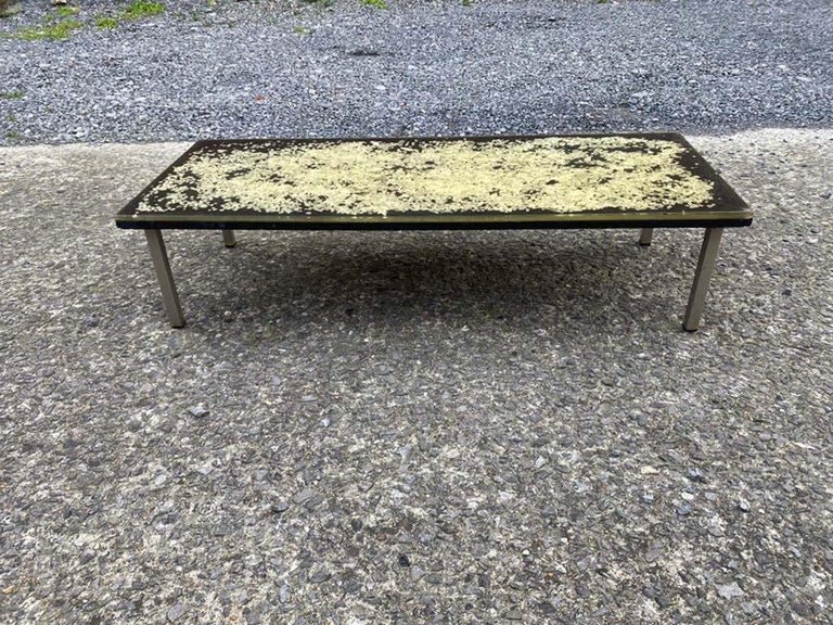 Coffee Table, Resin Top, Circa 1970, Giraudon Style, By De Fouquières