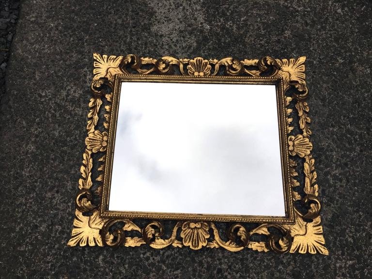 Neo-baroque Gilded Wooden Mirror, Louis XIII Style, Circa 1950 -photo-2