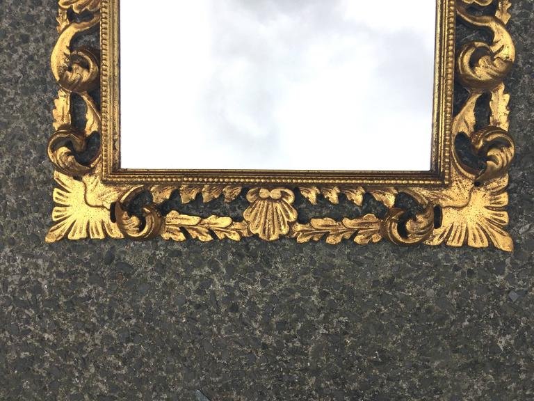 Neo-baroque Gilded Wooden Mirror, Louis XIII Style, Circa 1950 -photo-3