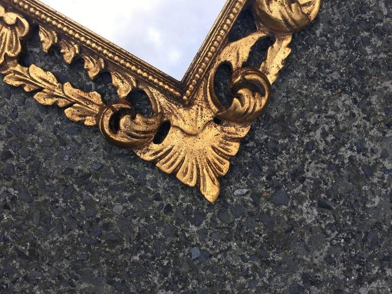 Neo-baroque Gilded Wooden Mirror, Louis XIII Style, Circa 1950 -photo-4