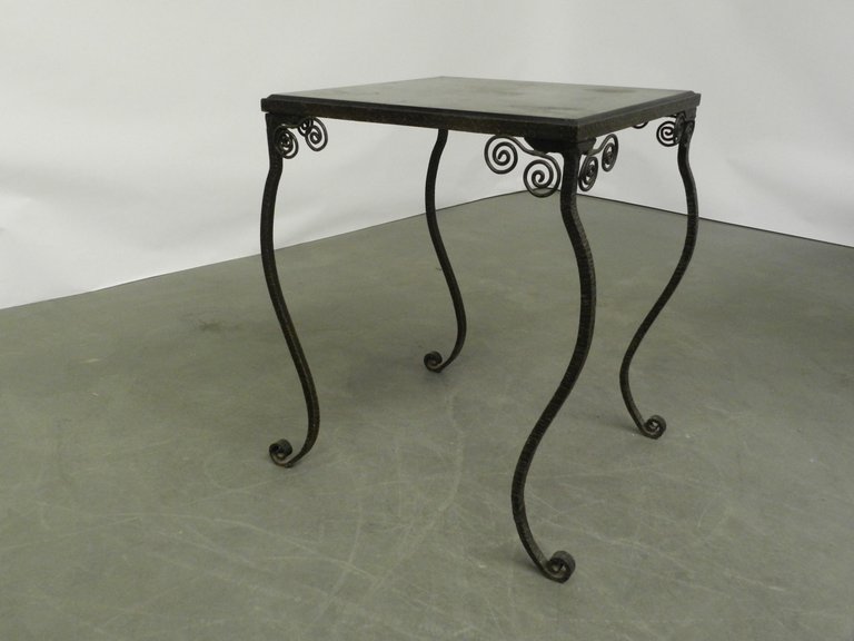 Art Deco-era Lacquered Wrought-iron Side Table, Circa 1940–1950 -photo-1