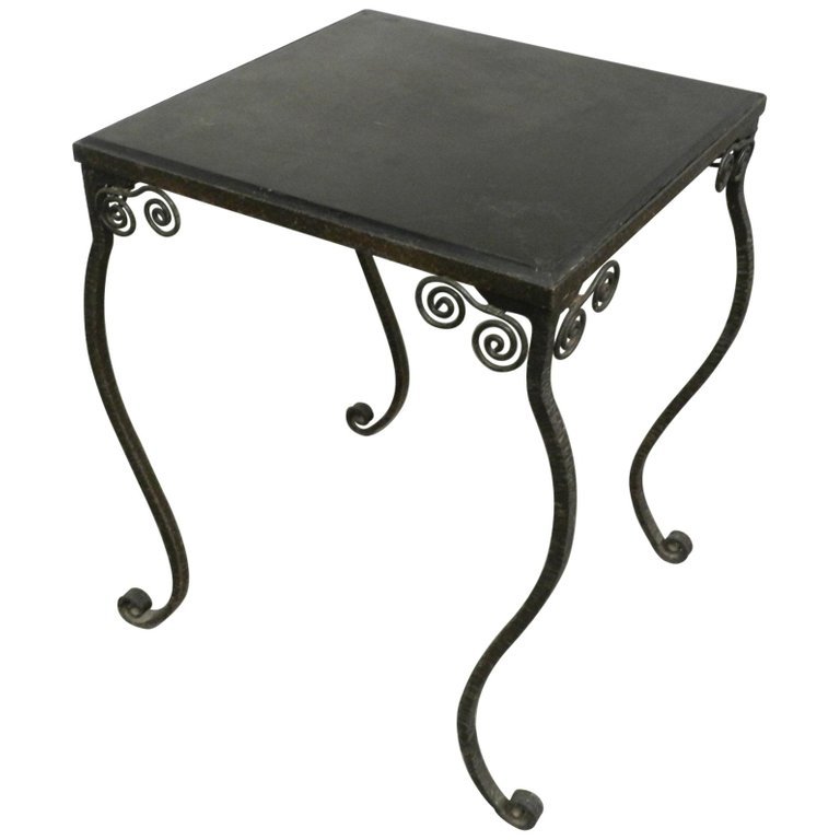 Art Deco-era Lacquered Wrought-iron Side Table, Circa 1940–1950 