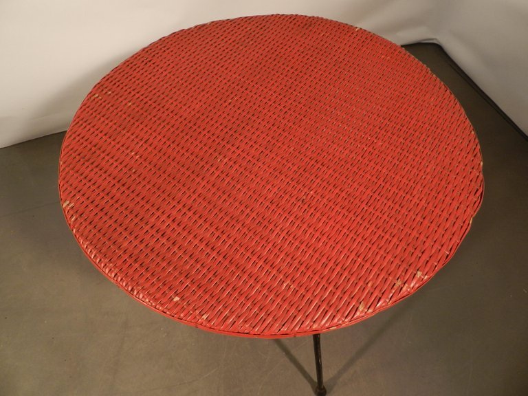 Metal And Rattan Side Table, Circa 1950 -photo-2