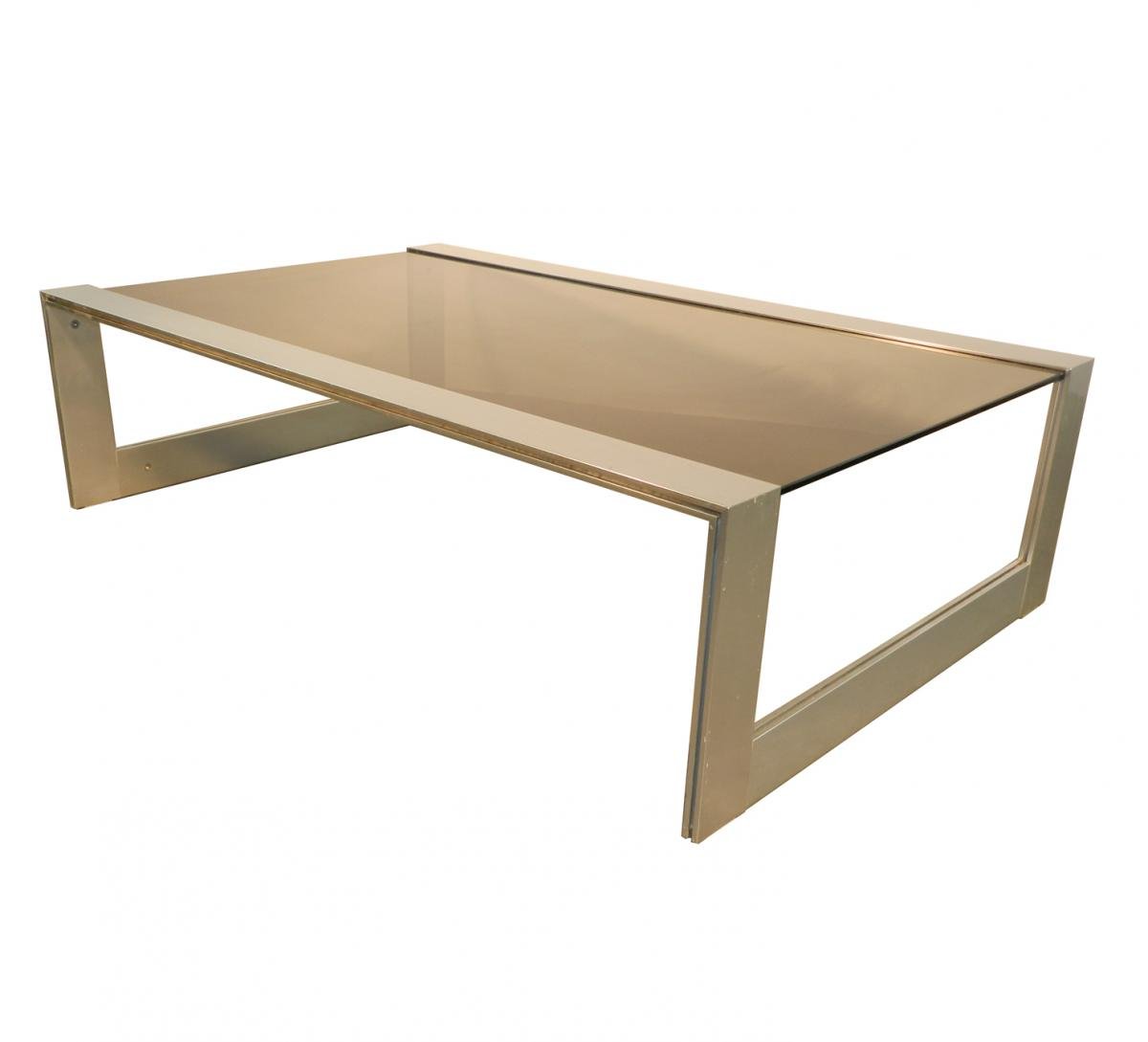 Jean Francois Sergeant, Lacquered Aluminum And Tinted Glass Coffee Table, Circa 1970