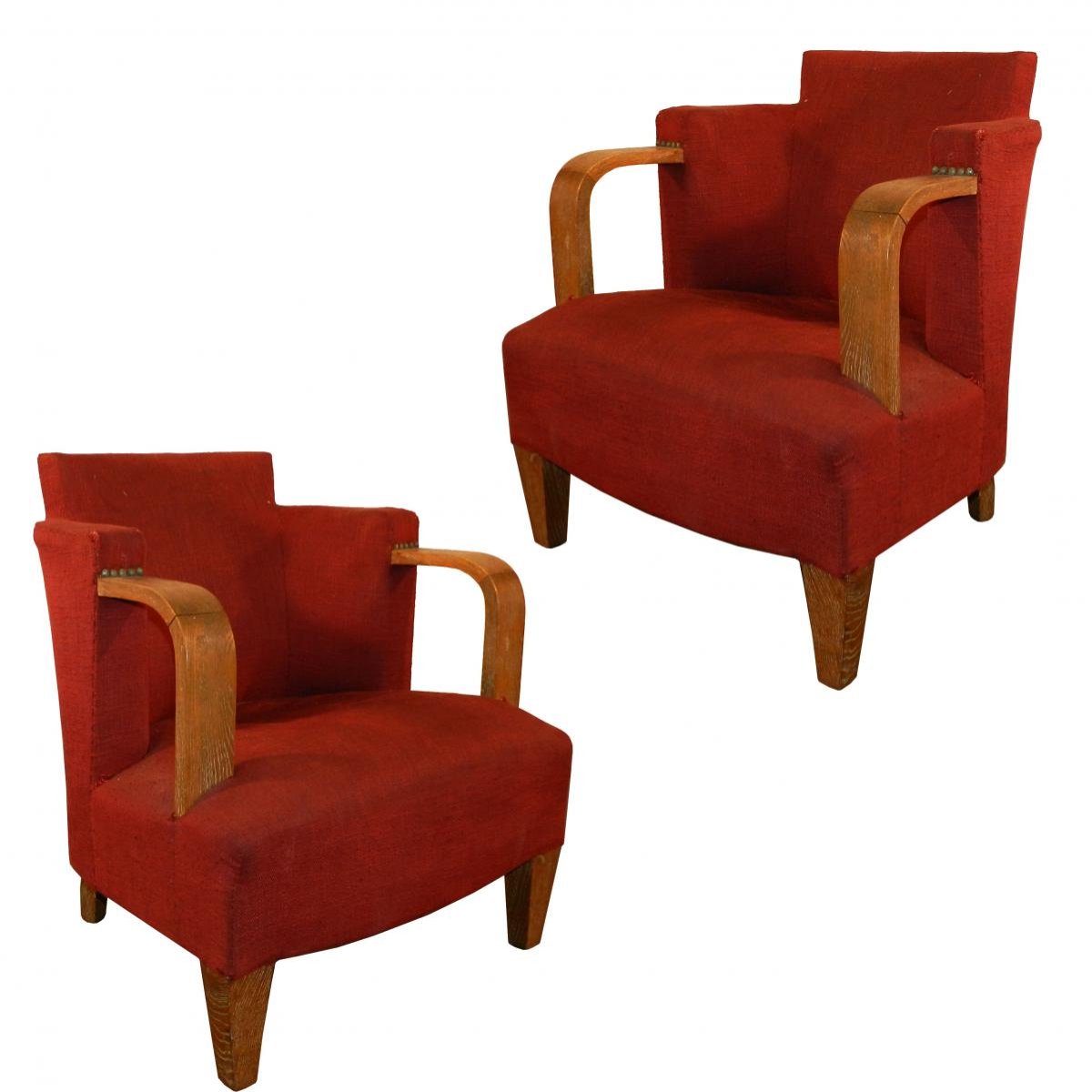 Paire De Fauteuils Art Deco Circa 1930/1950
