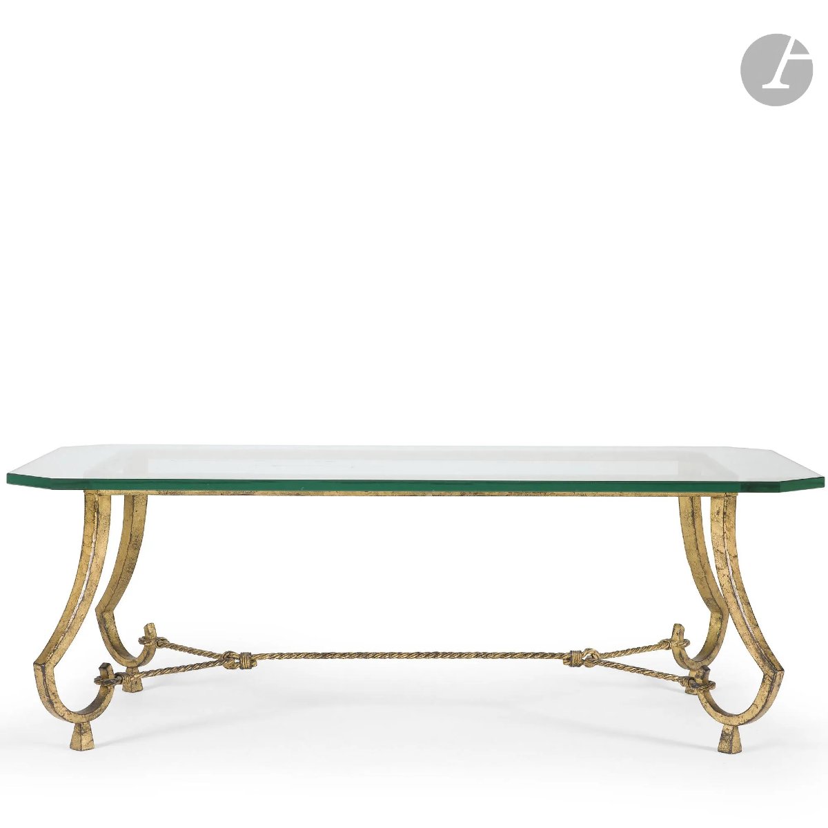 Maison Ramsay Coffee Table. Gold-plated Iron Base, Circa 1940–1950-photo-2