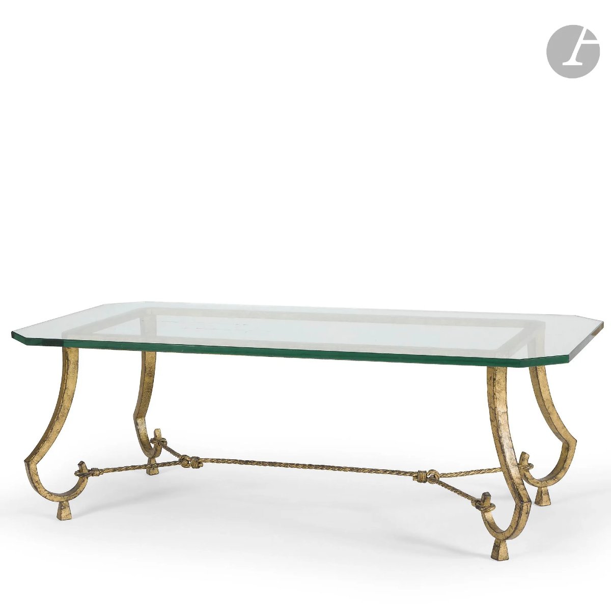 Maison Ramsay Coffee Table. Gold-plated Iron Base, Circa 1940–1950