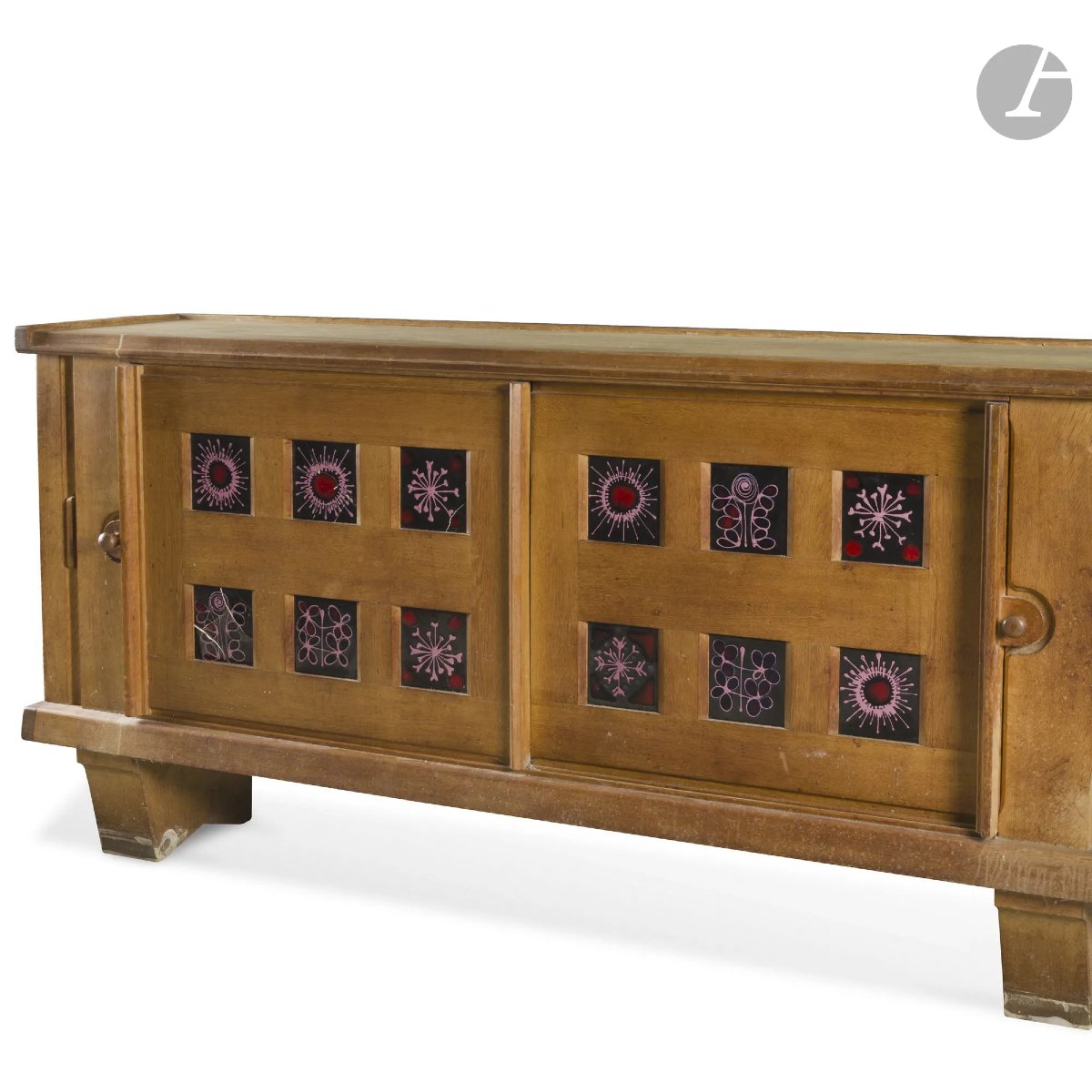 Guillerme et Chambron , buffet en chêne et céramique , Edition Votre Maison, circa 1960/1970-photo-2