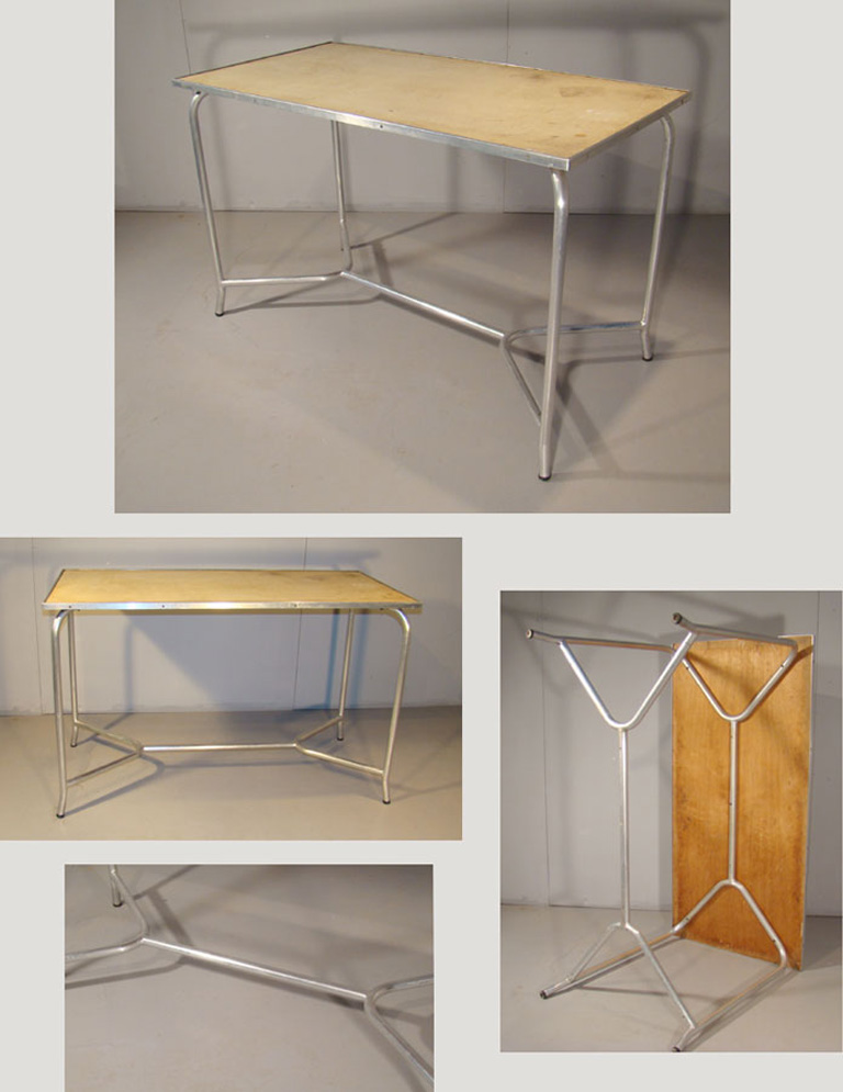 Modernist Art Deco Table Aluminum, Circa 1930/1950-photo-2