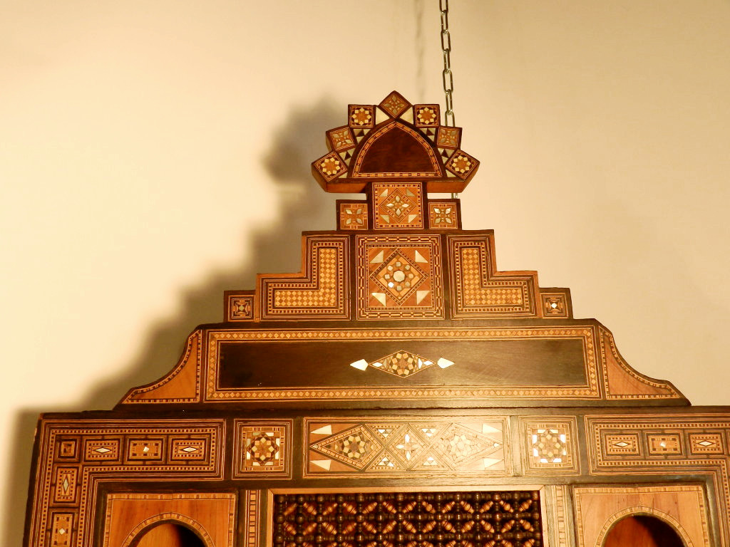 Corner In Precious Wood Veneer And Bones, Syrian Work 1900/1930-photo-4