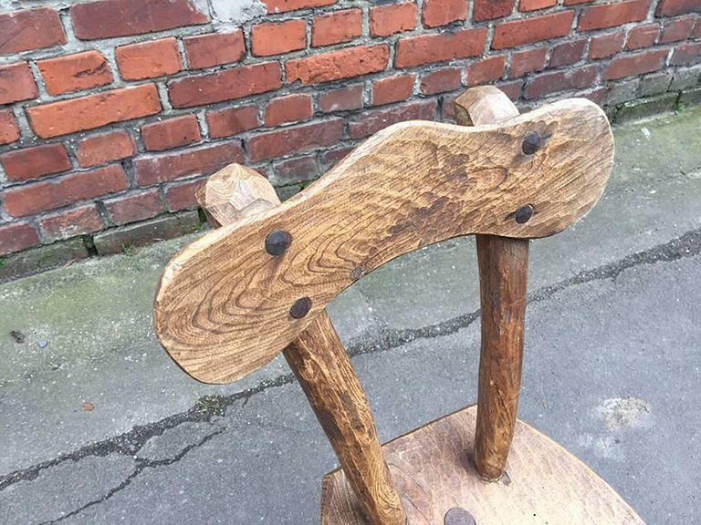 Brutalist Chair In Solid Elm, Circa 1950-photo-3