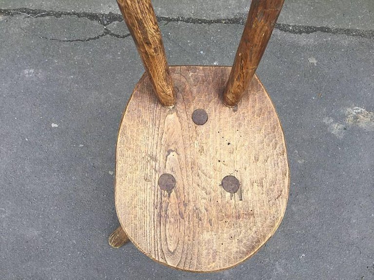 Brutalist Chair In Solid Elm, Circa 1950-photo-4