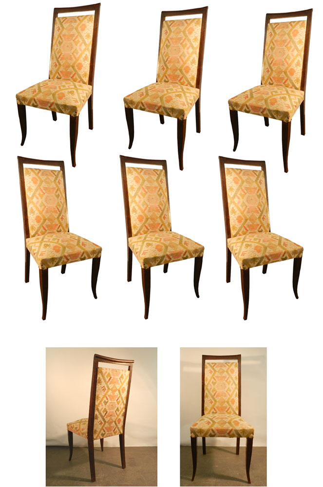 Suite Of 6 Art Deco Chairs With High Backs, Circa 1930-photo-3