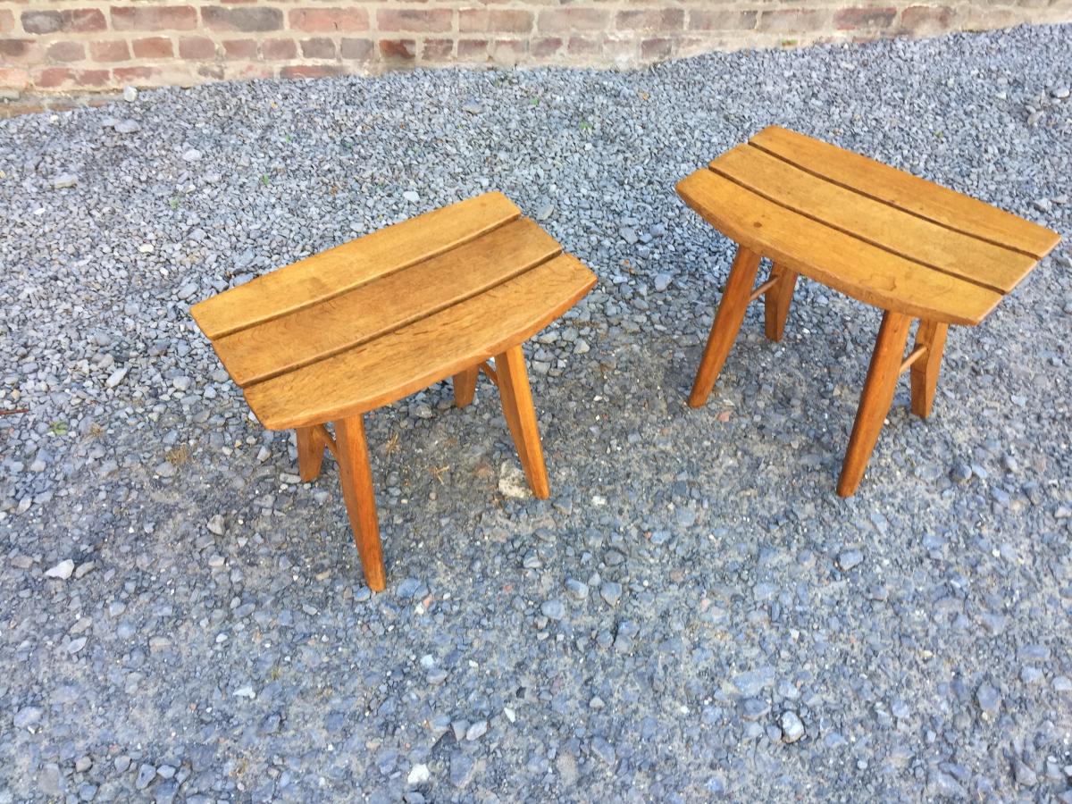 Guillerme And Chambron, Pair Of Stools Circa 1950, Your Home Edition-photo-2