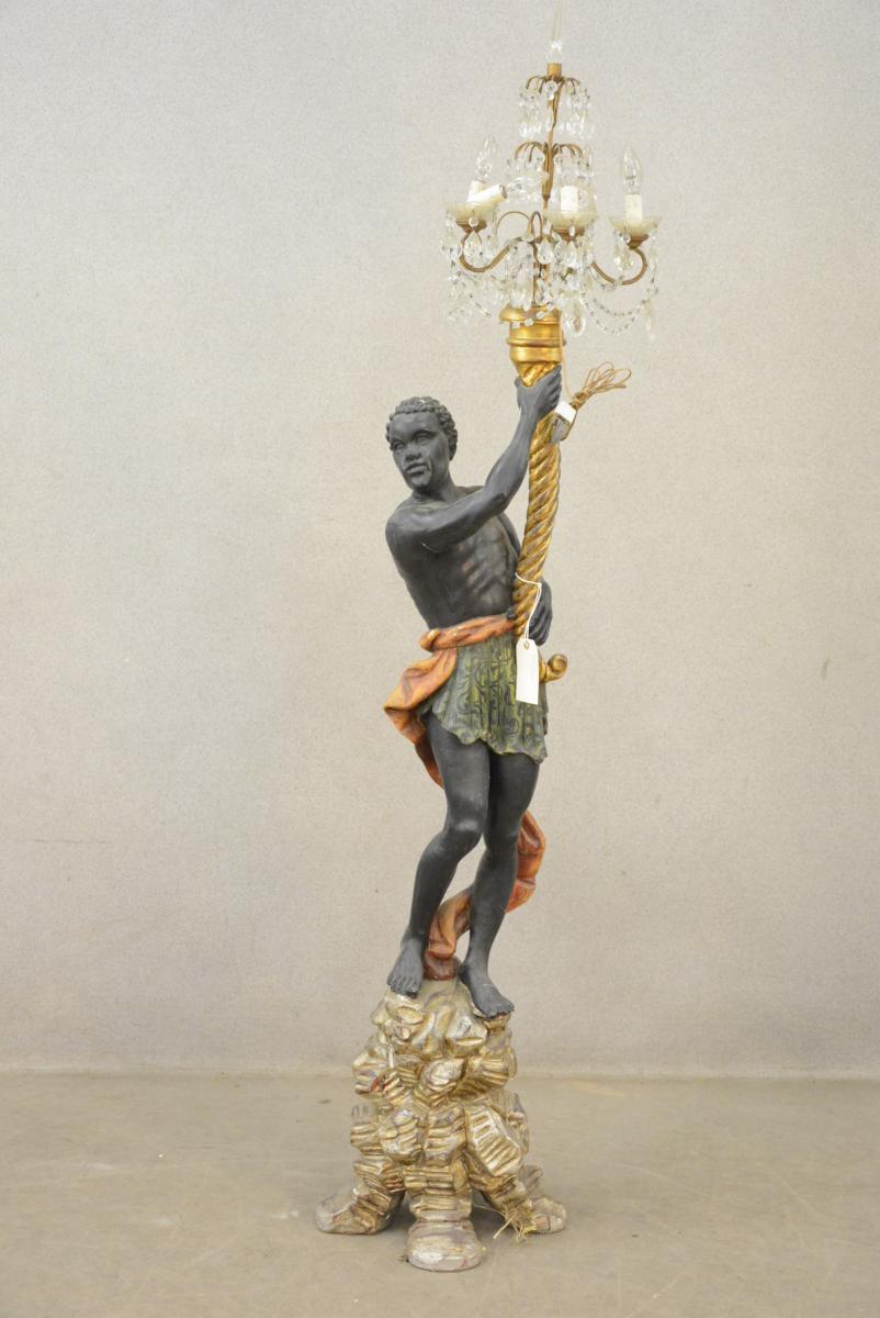Very Large Torchere Carved Wood, Italen Work Around 1950-photo-2