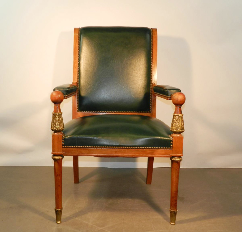 Large Armchair In Walnut Empire Style 1930/1950-photo-2