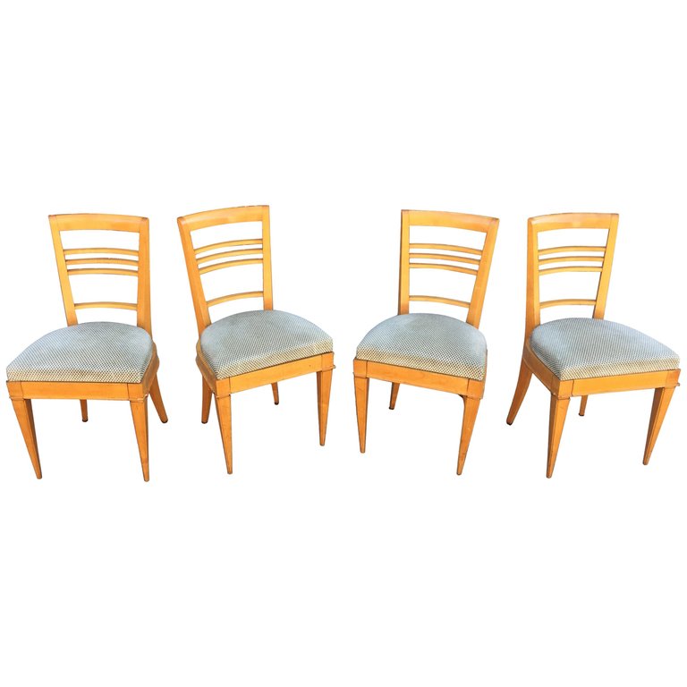 4 Elegant Art Deco Chairs, Circa 1940 (table Available)