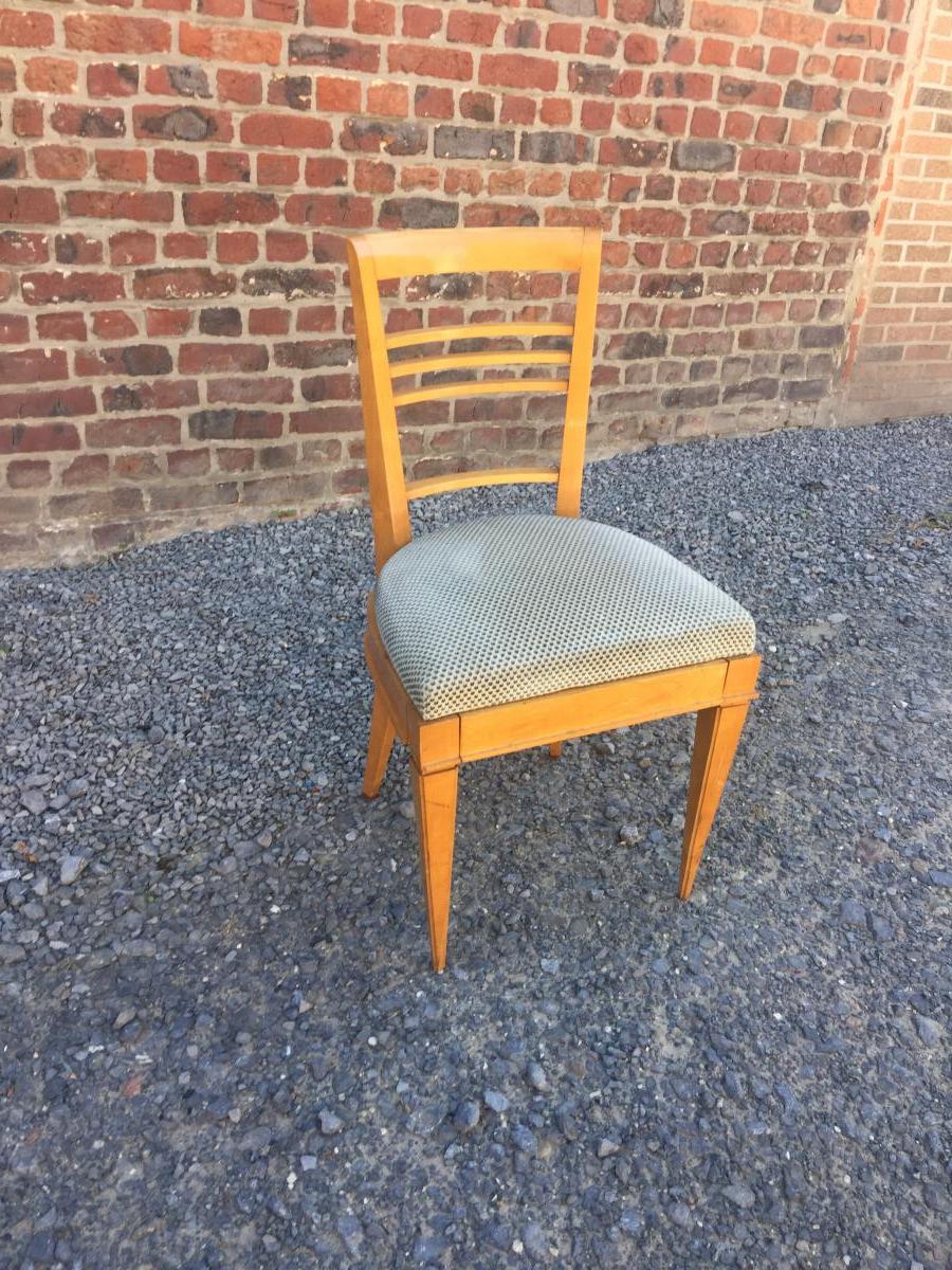 4 Elegant Art Deco Chairs, Circa 1940 (table Available)-photo-4