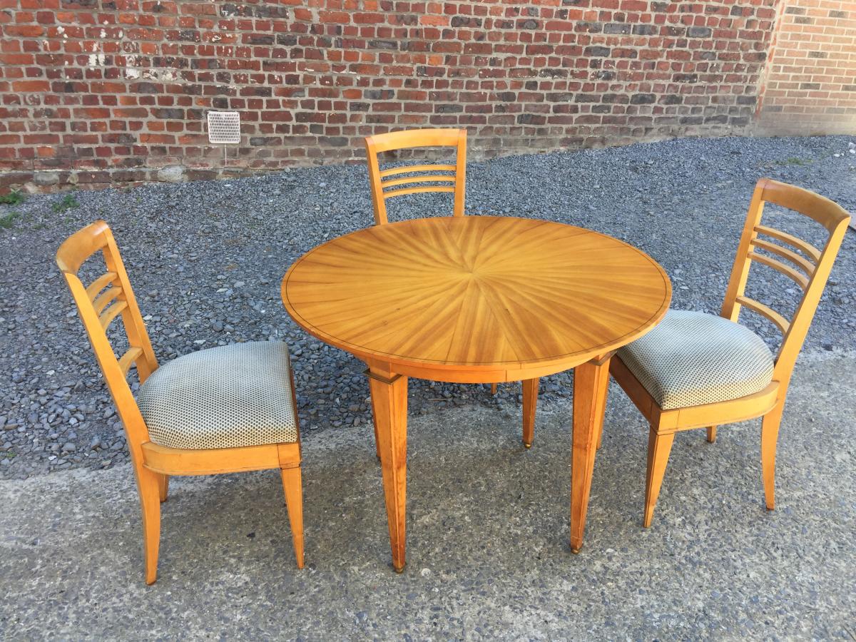 4 Elegant Art Deco Chairs, Circa 1940 (table Available)-photo-5