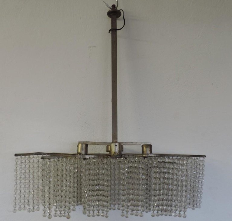 Vintage Art Deco Beaded Chandelier, Sue Et Mare Style, Ruhlmann-photo-3