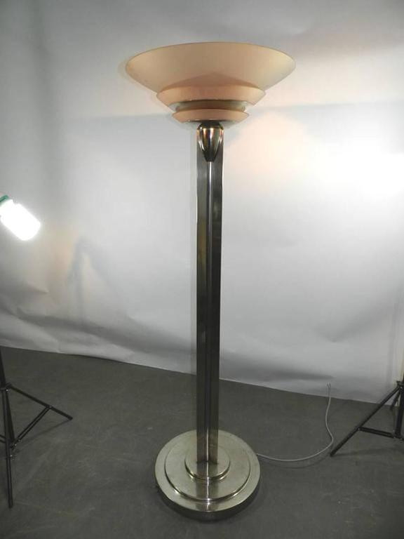 Jean Perzel, Very Rare Lamp Post Art Deco, Model 32, Bronze Nickele.circa-photo-1