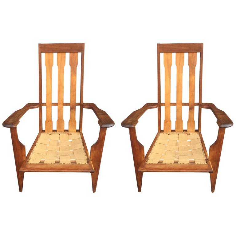 Paire De Fauteuils Vintage En Chêne Circa 1950/1960