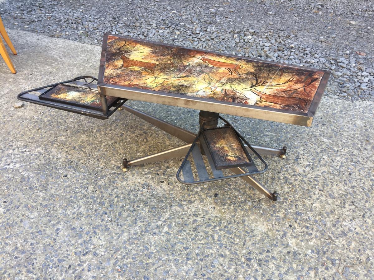 1950's Coffee Table With System, Steel And Ceramic-photo-2