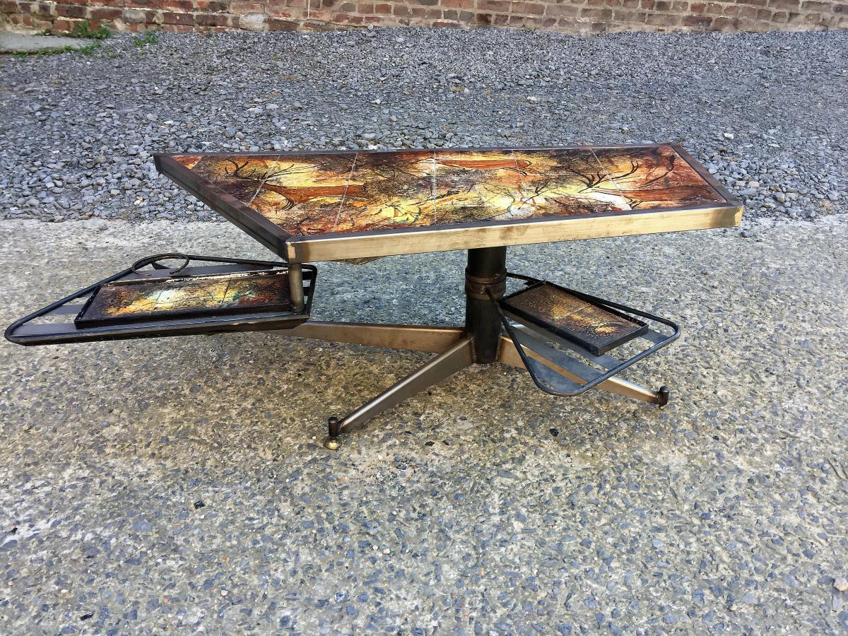 1950's Coffee Table With System, Steel And Ceramic-photo-4