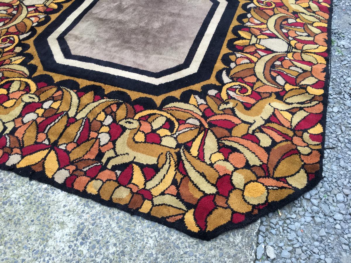 Rare Grand Tapis En Laine  Epoque Art Deco, Circa 1930-photo-4