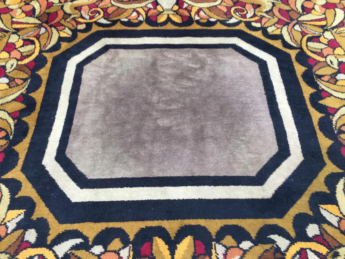 Rare Grand Tapis En Laine  Epoque Art Deco, Circa 1930-photo-3