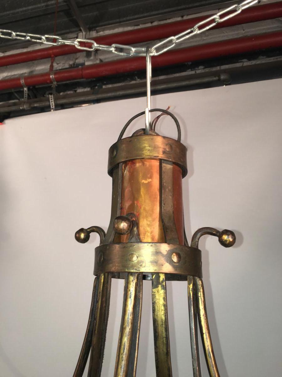 Classic Neo Chandelier In Steel And Brass Circa 1950-photo-4