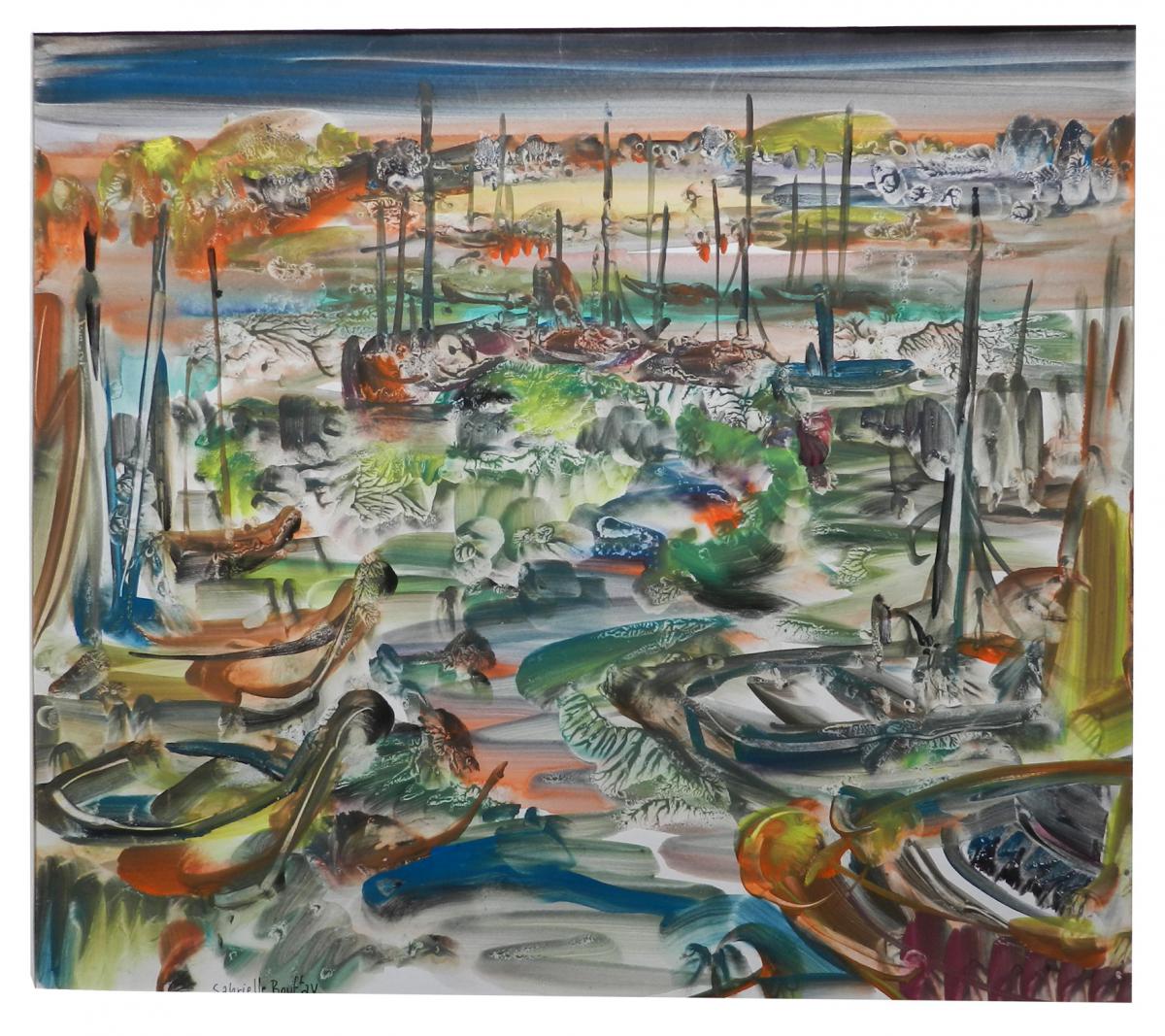 Gabrielle Bouffay, Saint Tropez. Gouache Aquarellée. Circa 1970