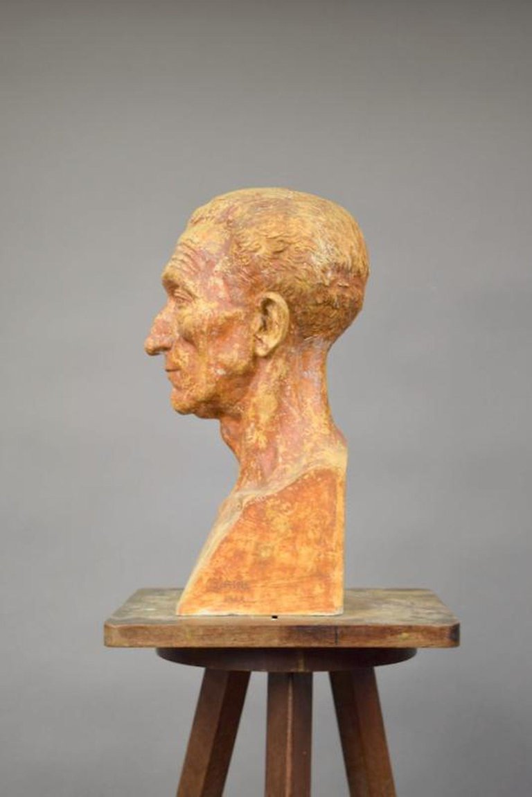 Ernestine Sirine-real (1899-1994) "bust". Patinated Plaster, Signed And Dated 44.-photo-2