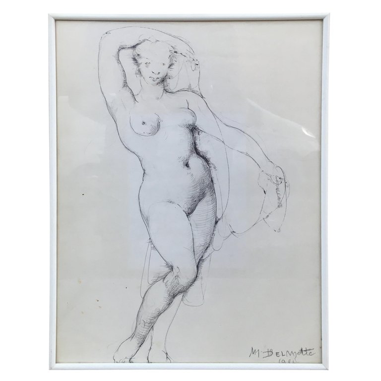 Marcel Delmotte (1901-1984) Drawing, Signed M. Delmotte And Dated 1981