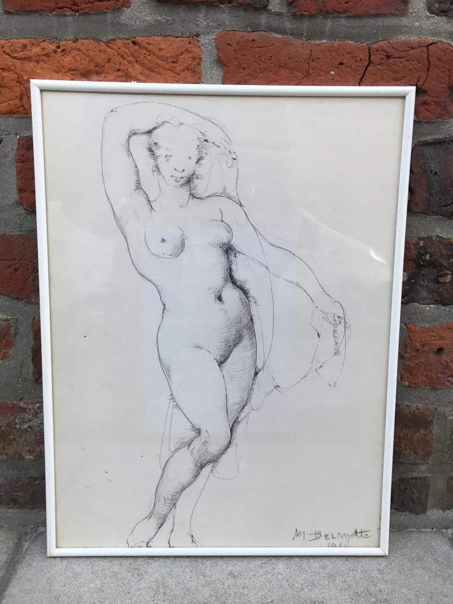 Marcel Delmotte (1901-1984) Drawing, Signed M. Delmotte And Dated 1981-photo-4