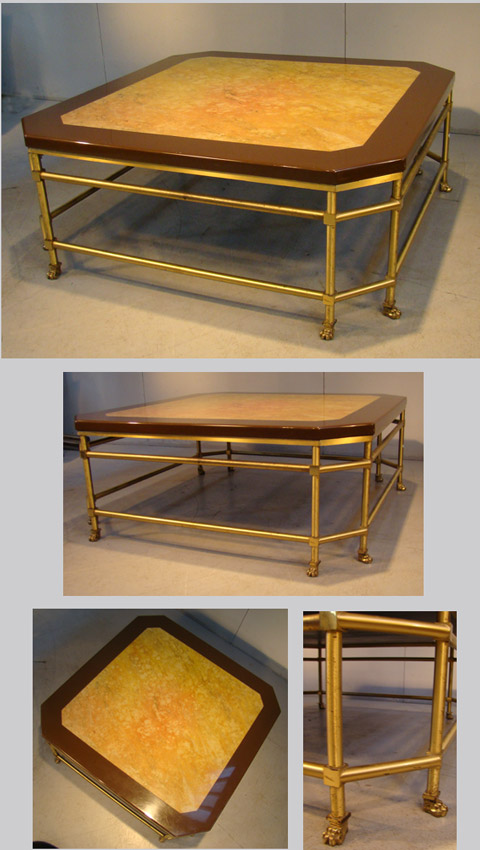 Rings (assigns A) Table Of Living Cantilever Brass & Bronze Dore, Lacquered Wooden Tray
