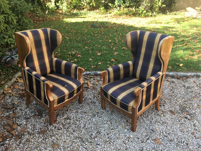 Old Large Armchairs With Walnut Ears, Can Be A Scandinavian Work-photo-4