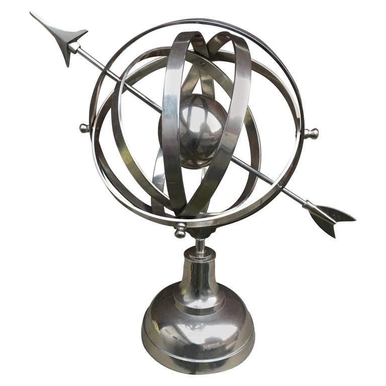 Sphere Armilaire In Nickel Metal Circa 1970