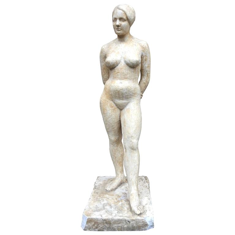 Grande Statue Epoque Art Deco En Platre Vers 1930/1950 