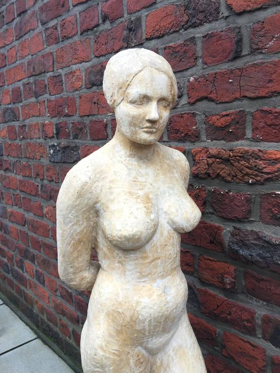 Grande Statue Epoque Art Deco En Platre Vers 1930/1950 -photo-3