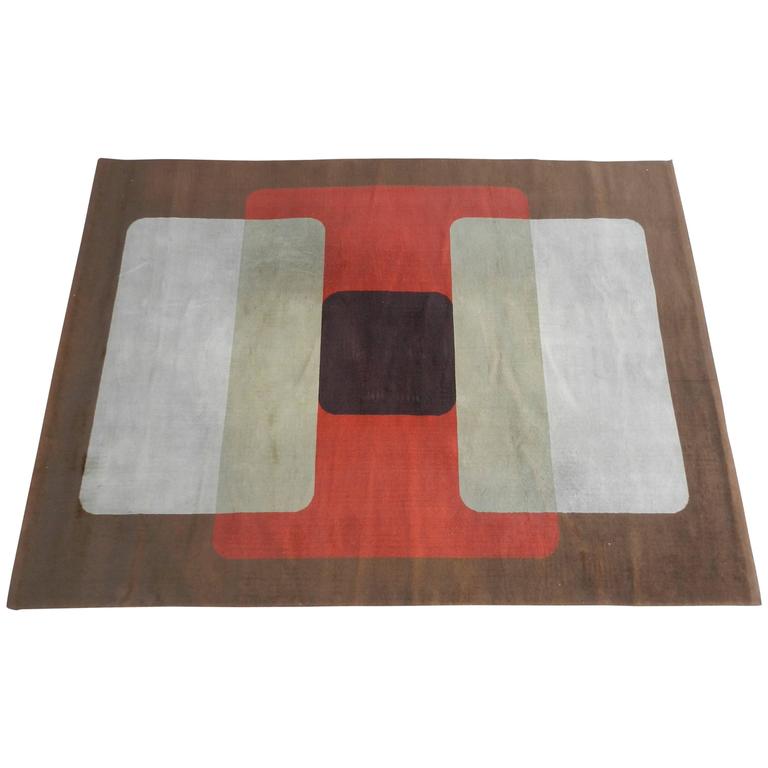 Grand Tapis En Laine Vers 1970 